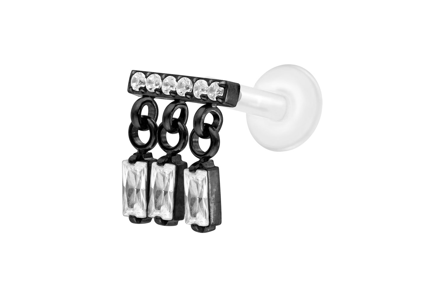 PTFE Labret Piercing mit Innengewinde + Titan-Aufsatz WINDSPIEL